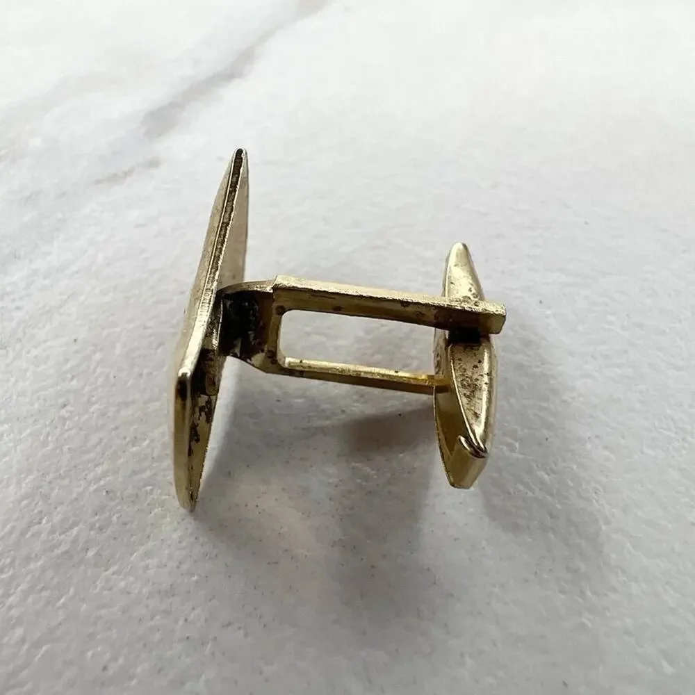 Vintage Textured Gold Tone Single Cufflink